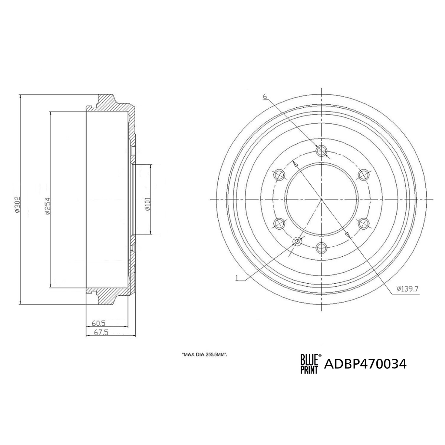 Blue Print ADBP470034 Brake Drum bilstein group partsfinder